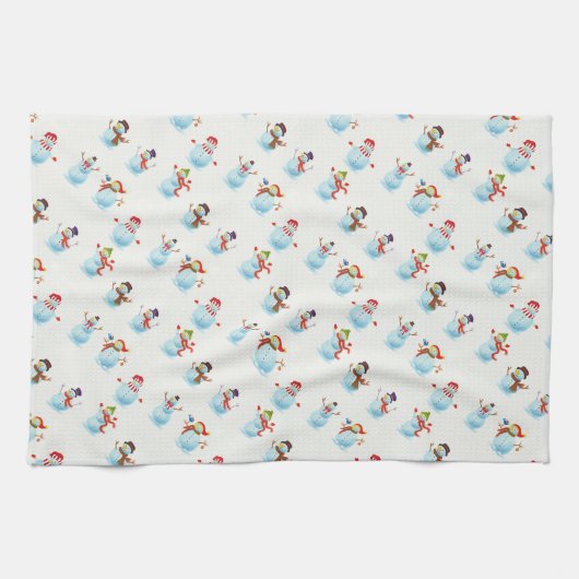 Weihnachtsschneemänner Geschirrtuch (Horizontal)
