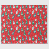Weihnachtsschneemänner Gnomes Bonbons Geschenke Geschenkpapier (Flach)
