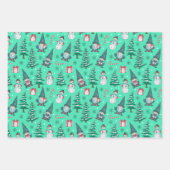 Weihnachtsschneemänner Gnomes Bonbons Geschenke Geschenkpapier Set (Vorderseite 3)