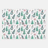 Weihnachtsschneemänner Gnomes Bonbons Geschenke Geschenkpapier Set (Vorderseite)