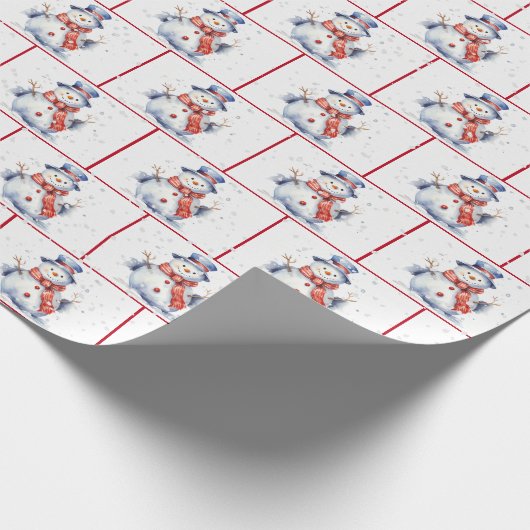 Weihnachtsschneemänner im Wasser in Schneeflocken Geschenkpapier (Ecke)