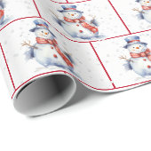 Weihnachtsschneemänner im Wasser in Schneeflocken Geschenkpapier (Rolleneckpunkt)