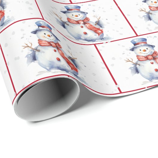 Weihnachtsschneemänner im Wasser in Schneeflocken Geschenkpapier (Rolleneckpunkt)