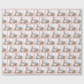 Weihnachtsschneemänner im Wasser in Schneeflocken Geschenkpapier (Flach)