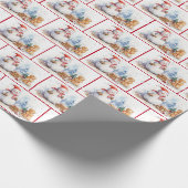 Weihnachtsschneemänner im Wasser in Schneeflocken Geschenkpapier (Ecke)