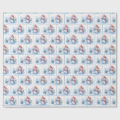 Weihnachtsschneemänner im Wasser in Schneeflocken Geschenkpapier (Flach)