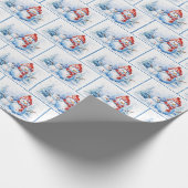 Weihnachtsschneemänner im Wasser in Schneeflocken Geschenkpapier (Ecke)