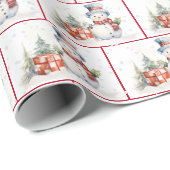 Weihnachtsschneemänner im Wasser in Schneeflocken Geschenkpapier (Rolleneckpunkt)