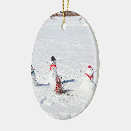 WeihnachtsSchneemänner Keramik Ornament (Links)
