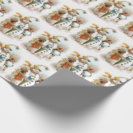 Weihnachtsschneemänner Kinder Feiertag Geschenkpapier (Ecke)