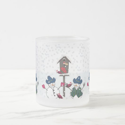 Weihnachtsschneemänner mit Cowboy Hats Mattglastasse (Mittel)