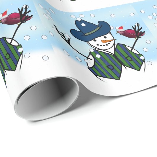 Weihnachtsschneemänner mit Cowboy-Hut Geschenkpapier (Rolleneckpunkt)