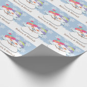 Weihnachtsschneemänner mit Schneeflocke Hintergrun Geschenkpapier (Ecke)