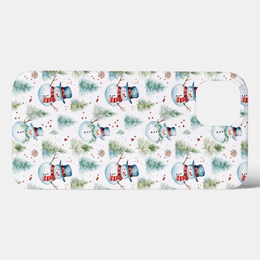 Weihnachtsschneemänner - Nahtloses Muster Case-Mate iPhone Hülle (Rückseite (Horizontal))