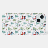 Weihnachtsschneemänner - Nahtloses Muster iPhone Hülle (Rückseite (Horizontal))