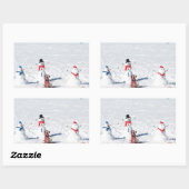 Weihnachtsschneemänner Rechteckiger Aufkleber (Blatt)