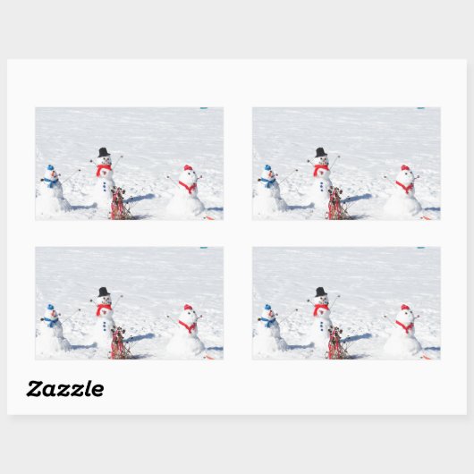 Weihnachtsschneemänner Rechteckiger Aufkleber (Blatt)