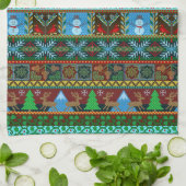 Weihnachtsschneemänner Rentier Wintermuster Geschirrtuch (Gefaltet)