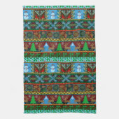 Weihnachtsschneemänner Rentier Wintermuster Geschirrtuch (Vertikal)