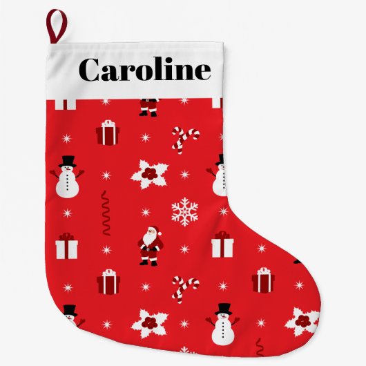 Weihnachtsschneemänner Santas Personalisiert Large Großer Weihnachtsstrumpf (Vorderseite)