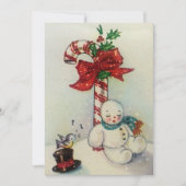 Weihnachtsschneemänner schlafen bei Candy Cane Feiertagskarte (Vorderseite)