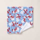 Weihnachtsschneemänner, Schneeflocken und Candy Ca Badhandtuch Set (Waschlappen)