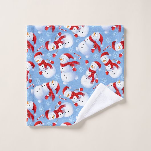 Weihnachtsschneemänner, Schneeflocken und Candy Ca Badhandtuch Set (Waschlappen)