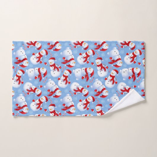 Weihnachtsschneemänner, Schneeflocken und Candy Ca Badhandtuch Set (Handtuch)