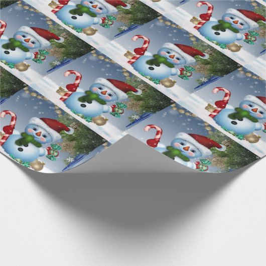 Weihnachtsschneemänner und Candy Canes Geschenkpapier (Ecke)