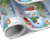 Weihnachtsschneemänner und Candy Canes Geschenkpapier (Rolleneckpunkt)