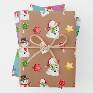 Weihnachtsschneemänner und Ornanente Geschenkpapier Set