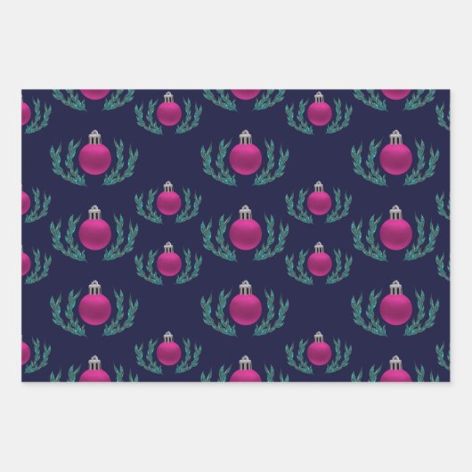 Weihnachtsschneemänner, Weihnachtsbälle, Donuts, S Geschenkpapier Set (Vorderseite 2)