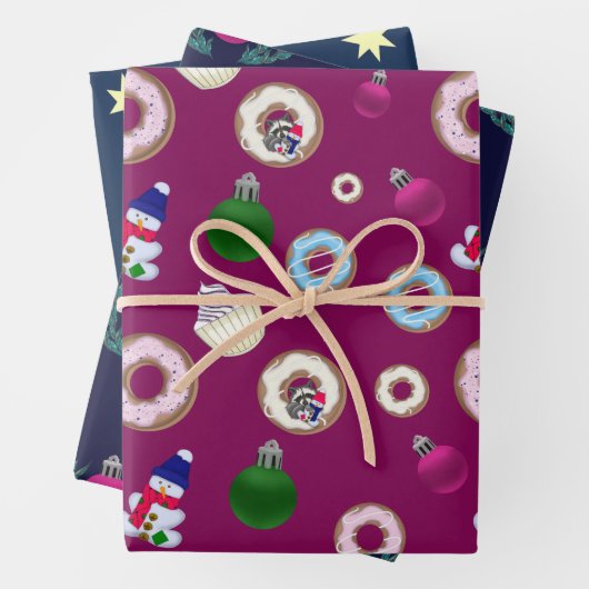 Weihnachtsschneemänner, Weihnachtsbälle, Donuts, S Geschenkpapier Set (Beispiel)