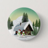 Weihnachtsschneemännerszene Button (Vorderseite)