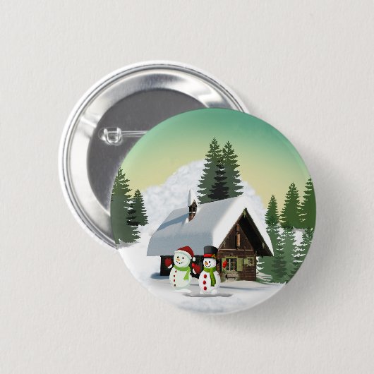 Weihnachtsschneemännerszene Button (Vorne & Hinten)