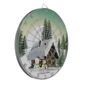 Weihnachtsschneemännerszene Dartscheibe (Vorderseite Links)