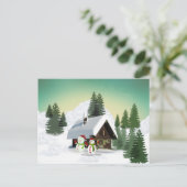 Weihnachtsschneemännerszene Feiertagspostkarte (Stehend Vorderseite)