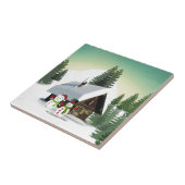 Weihnachtsschneemännerszene Fliese (Seite)