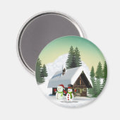 Weihnachtsschneemännerszene Magnet (Vorderseite/Rückseite)