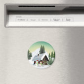 Weihnachtsschneemännerszene Magnet (In Situ (Geschirrspüler))