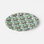 Weihnachtsschneemännerszene Pappteller (Schrägansicht)