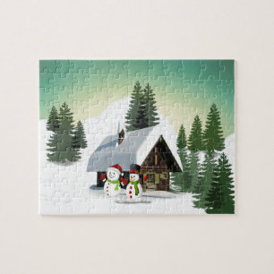 Weihnachtsschneemännerszene Puzzle
