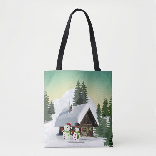 Weihnachtsschneemännerszene Tasche (Vorderseite)