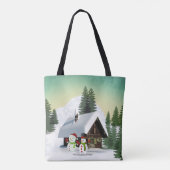 Weihnachtsschneemännerszene Tasche (Rückseite)