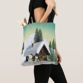 Weihnachtsschneemännerszene Tasche (Von Nahem)