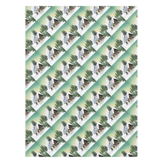 Weihnachtsschneemännerszene Tischdecke (Vorderseite)