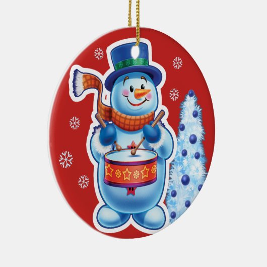 Weihnachtsschneemannsband Keramik Ornament (Rechts)