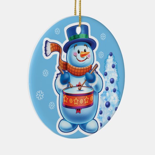 Weihnachtsschneemannsband Keramik Ornament (Rechts)