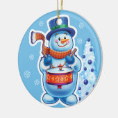 Weihnachtsschneemannsband Keramik Ornament (Links)
