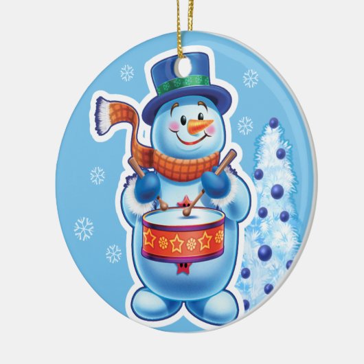 Weihnachtsschneemannsband Keramik Ornament (Links)